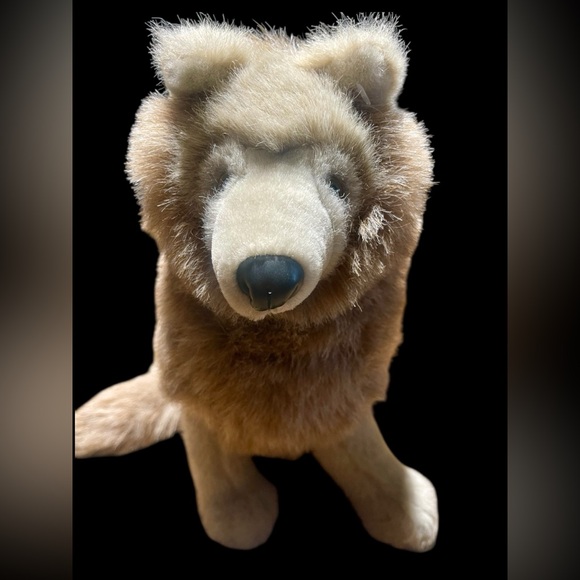 Vintage Dakin Wolf Pup Plush Stuffed Animal 11 Inches Realistic Brown Rare, HTF - Picture 1 of 7